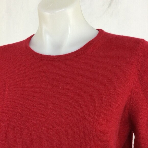 Charter Club Cashmere Luxury Women Crew Neck Pullover Sweater Red Sz L Petite - Picture 2 of 13